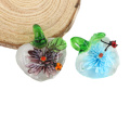 Neues Entwurfs-Brautjunfer-Geschenk-flache runde Lampwork Glas-reale Blumen-Halsketten-Anhänger 12pcs / box, MC0031